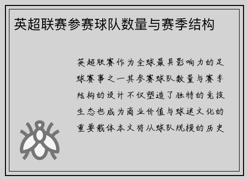 英超联赛参赛球队数量与赛季结构